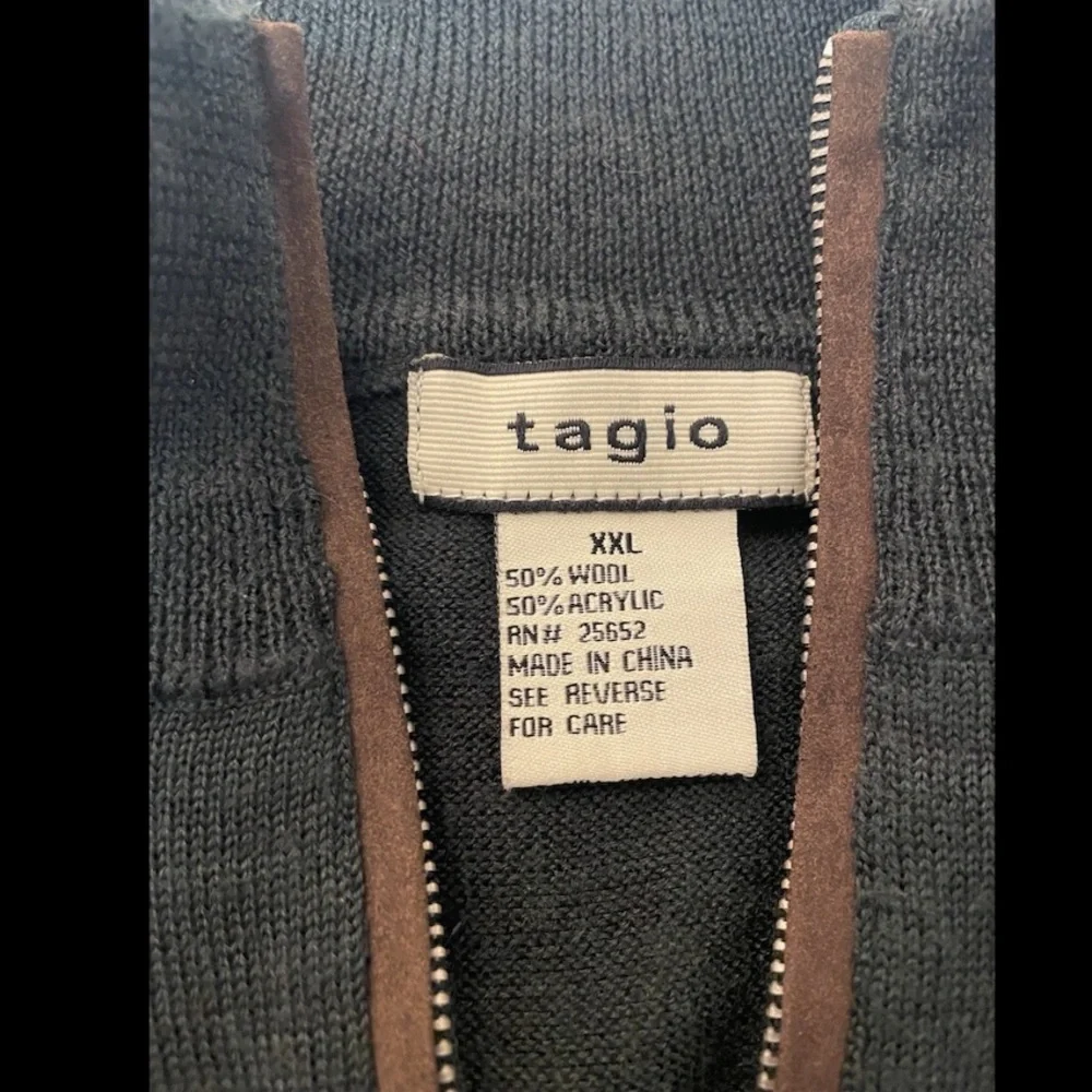 Tagio Wool Blend Forest Green Sweater Vest Men XXL 1/4 Zip Pullover Golf Preppy